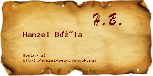 Hanzel Béla névjegykártya